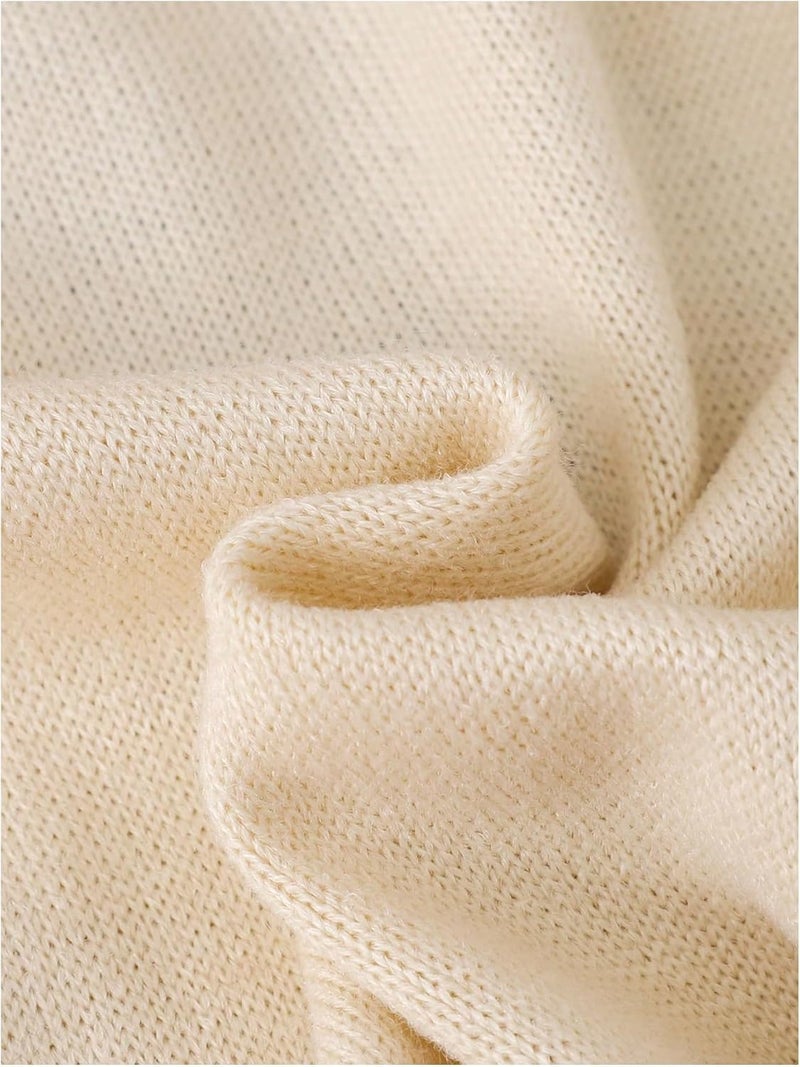 BEAUDRM Store Girl's Bow Sweater Crew Neck Cute Sweaters Long Sleeve Knit Pullovers Sweater - Image 3
